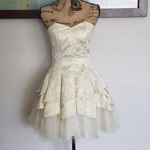 Cream and gold short dress